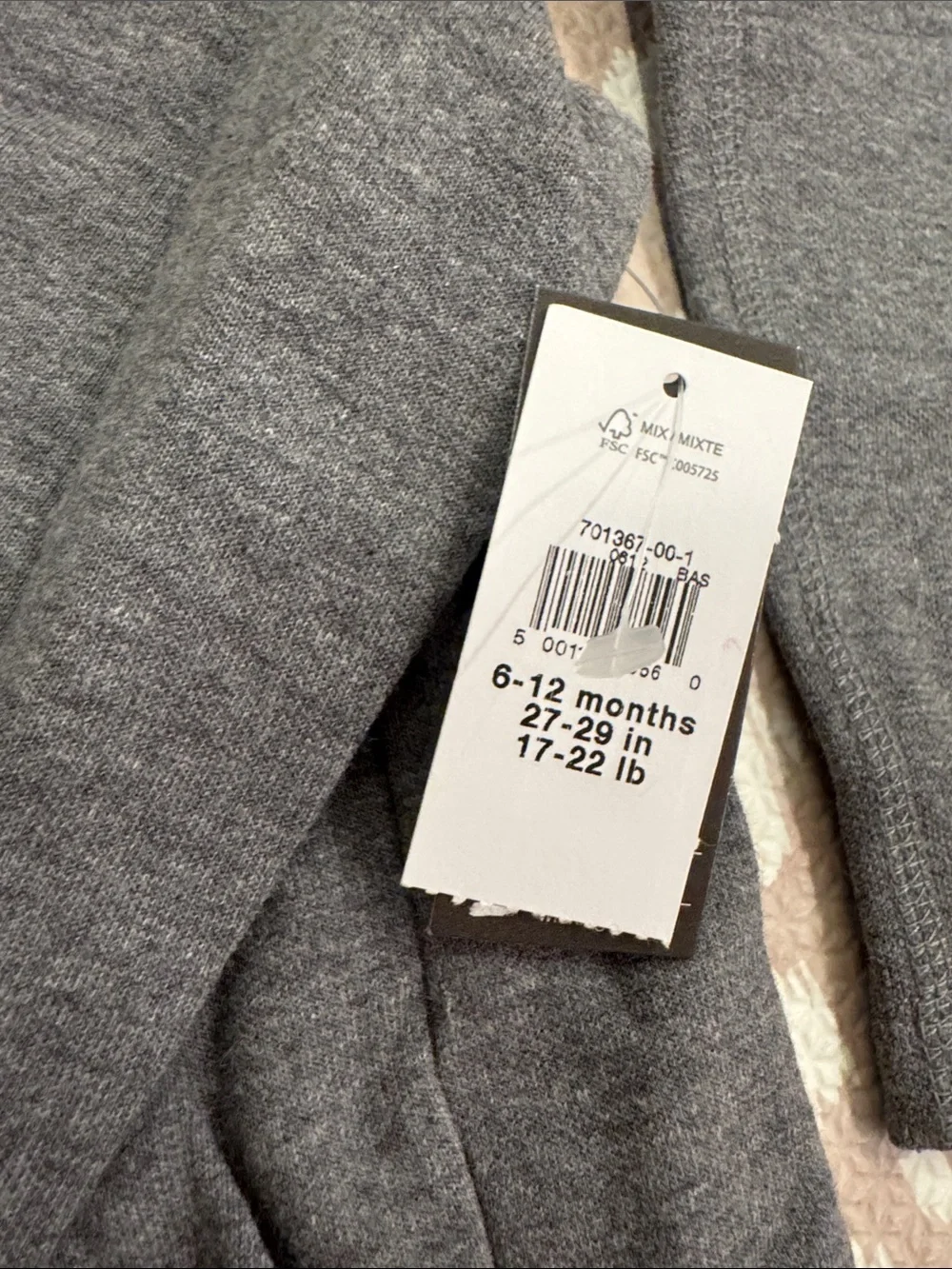 BabyGap GapFit Baby Zip Hoodie 6-12M Gray Black NWT